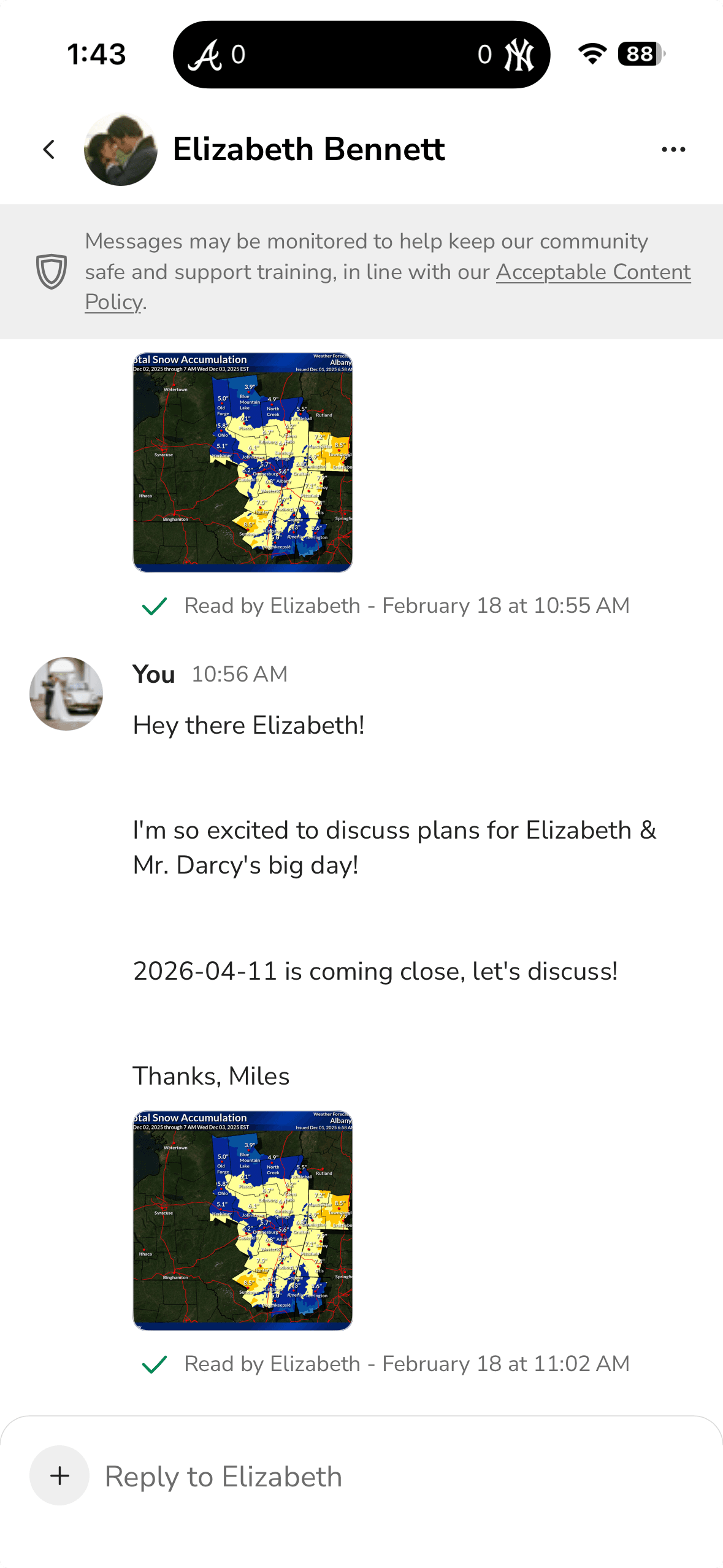 conversation screenshot of WeddingPro